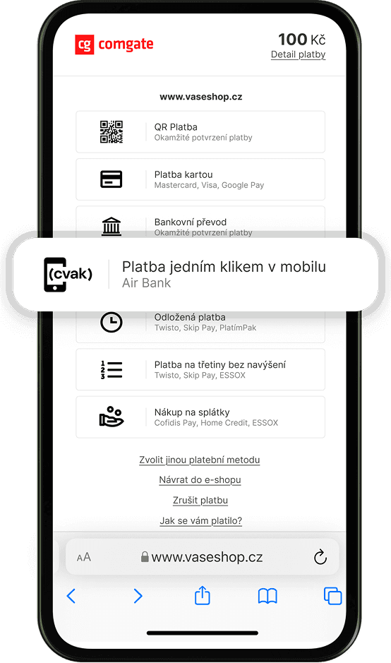 1. Zvolte Platba jedním klikem v mobilu